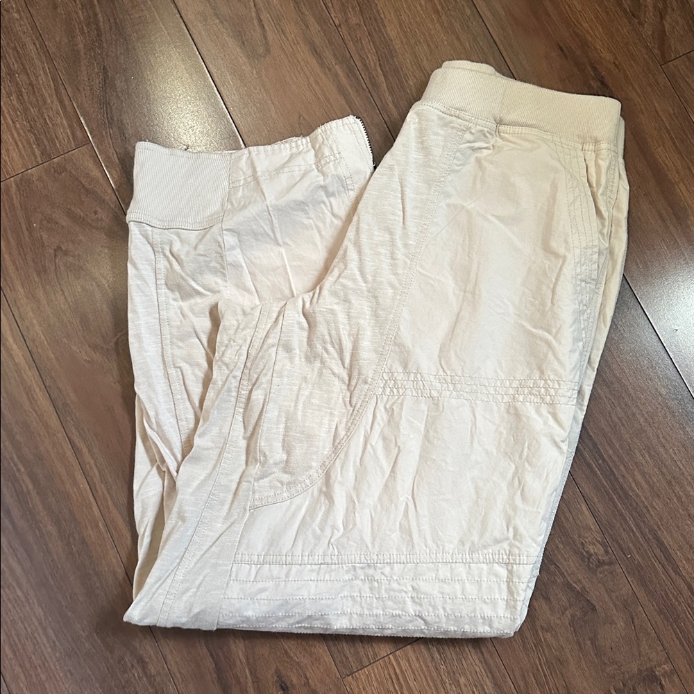DAILY PRACTICE x ANTHROPOLOGIE straight-leg ankle pants wide leg cream size m - Picture 6 of 7